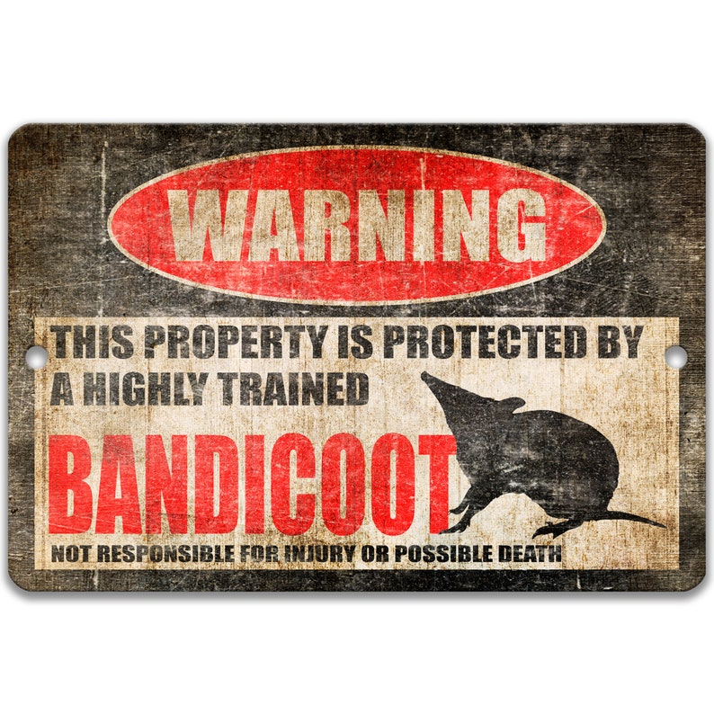 Marti Sign Funny Bandicoot Warning Sign, Bandicoot Decor, Bandicoot Sign, Bung ...