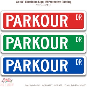 Parkour Sign, Parkour Gift Idea, Parkour Decor, Parkour Wall Art, Parkour Street Sign S-SSS018