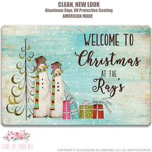 Personalized  Christmas Family Sign Christmas Decoration Snowman Sign Christmas Decor Welcome Sign Vintage Sign Primitive Snowman SHO7
