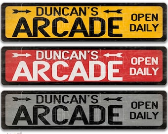 Arcade Sign, Gamer Gift, Custom Game Room Sign, Game Room Sign, Bar sign, Pub Decor, Basement Sign, Man Cave Sign, Video Room Sign Z-SPO017