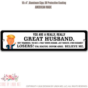 Vatertagsgeschenk für Ehemann Trump Straßenschild lustiges Garagenschild personalisiertes Metallschild Straßenschild Geschenk für Ihn Geschenk für Opa SPH48