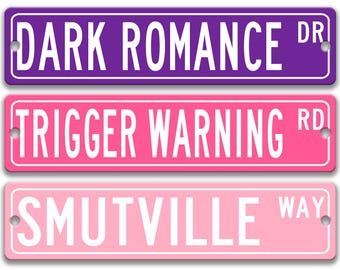 Dark Romance Library Sign, Smutville Decor, Bookish Street Sign, Custom Reader Wall Art