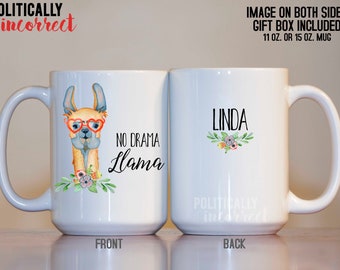 Aucun drame Lama Mug PERSONNALISÉ Lama Café Mug Lama Cadeau Lama Anniversaire Cadeau Collègue Cadeau Bureau Mug Lama Amant Cadeau Drôle Personnalisé PI13