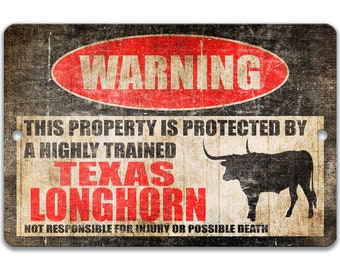 Texas Longhorn Sign Barn Sign Farm Sign Bull Decor Cow Warning Sign Funny Metal Farm Sign Beware of Livestock Gift Funny Ranch Gift Z-PIS273