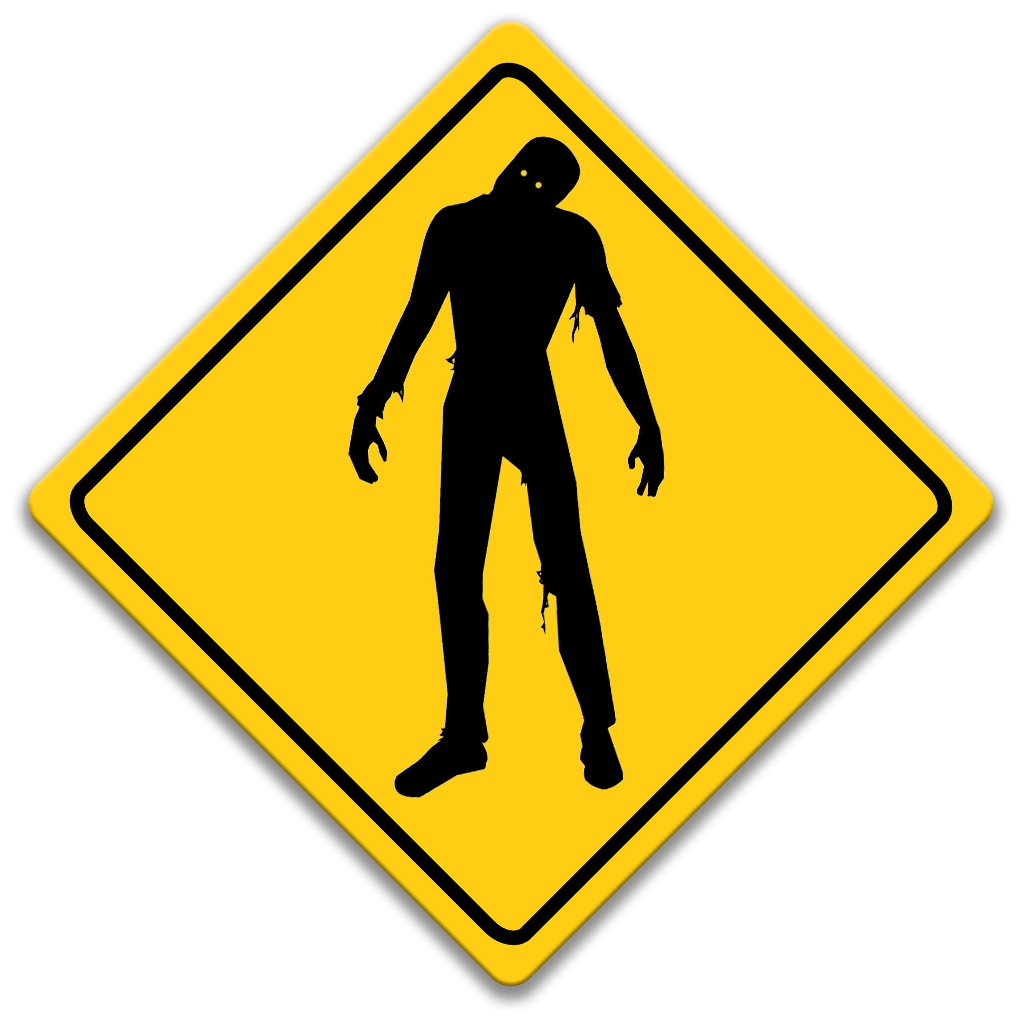 Zombie Sign, Zombie Crossing Sign, Diamond Zombie Sign, Zombie Decor, Zombie Warning Sign, Metal Zombie Sign, Beware of Zombie Gift 8-XNG016