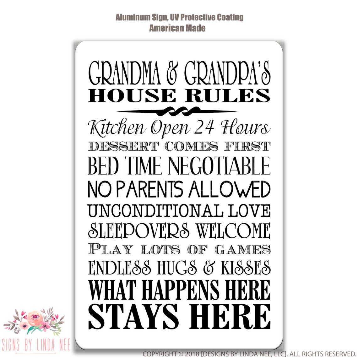 Grandma and Grandpa House Rules Sign Grandma and Grandpa Etsy