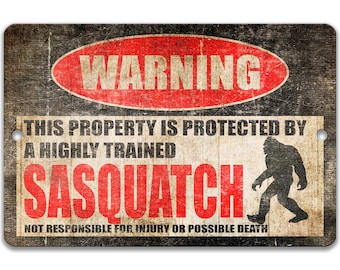 Funny Sasquatch Sign, Protected by Sasquatch Animal Decor, Big Foot Sign, Sasquatch Warning Sign, Big Foot Decor, Backyard Signs 8-HIG038