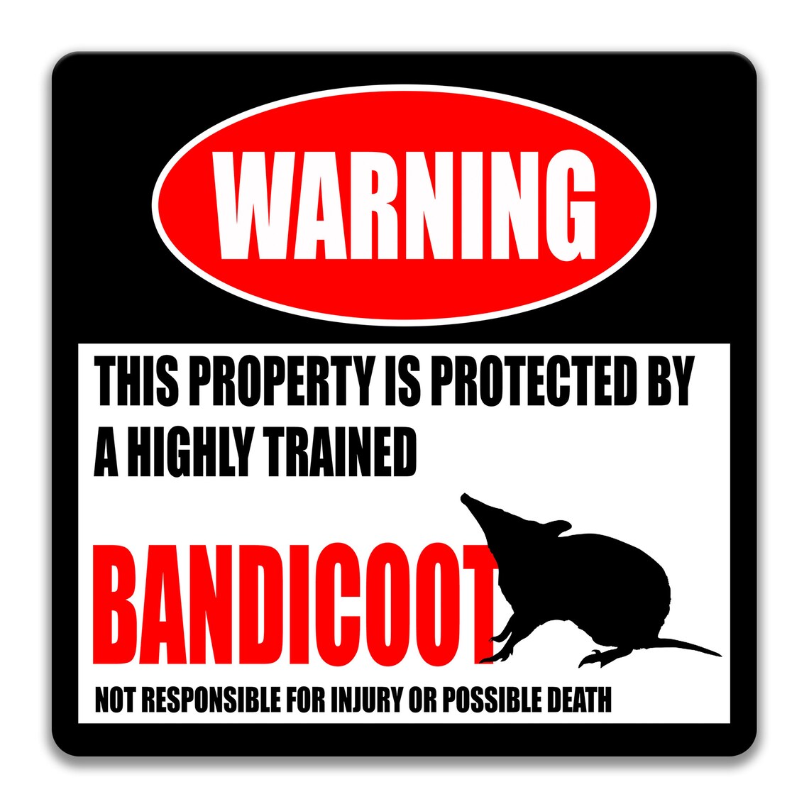 Marti Sign Funny Bandicoot Warning Sign, Bandicoot Decor, Bandicoot Sign, Bung ...