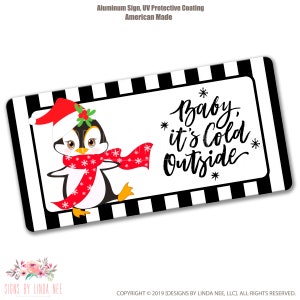 Penguin Christmas Sign, Baby It&#39;s Cold Outside Sign Christmas Wreath Sign Christmas Decor Holiday Front Door Decor Penguin Decoration SHO124