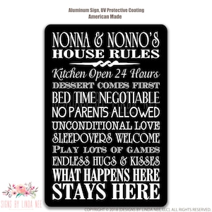 Signo de Nonna y Nonno, Signo de reglas de la casa de Nonna y Nonno, Regalo para Nonna Regalo para Nonno Signo de abuelos, Regalo de abuelos SPH13