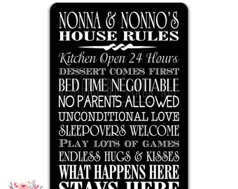 Nonna and Nonno Sign, Nonna and Nonno House Rules Sign, Gift for Nonna Gift for Nonno Grandparents Sign, Grandparents Gift SPH13
