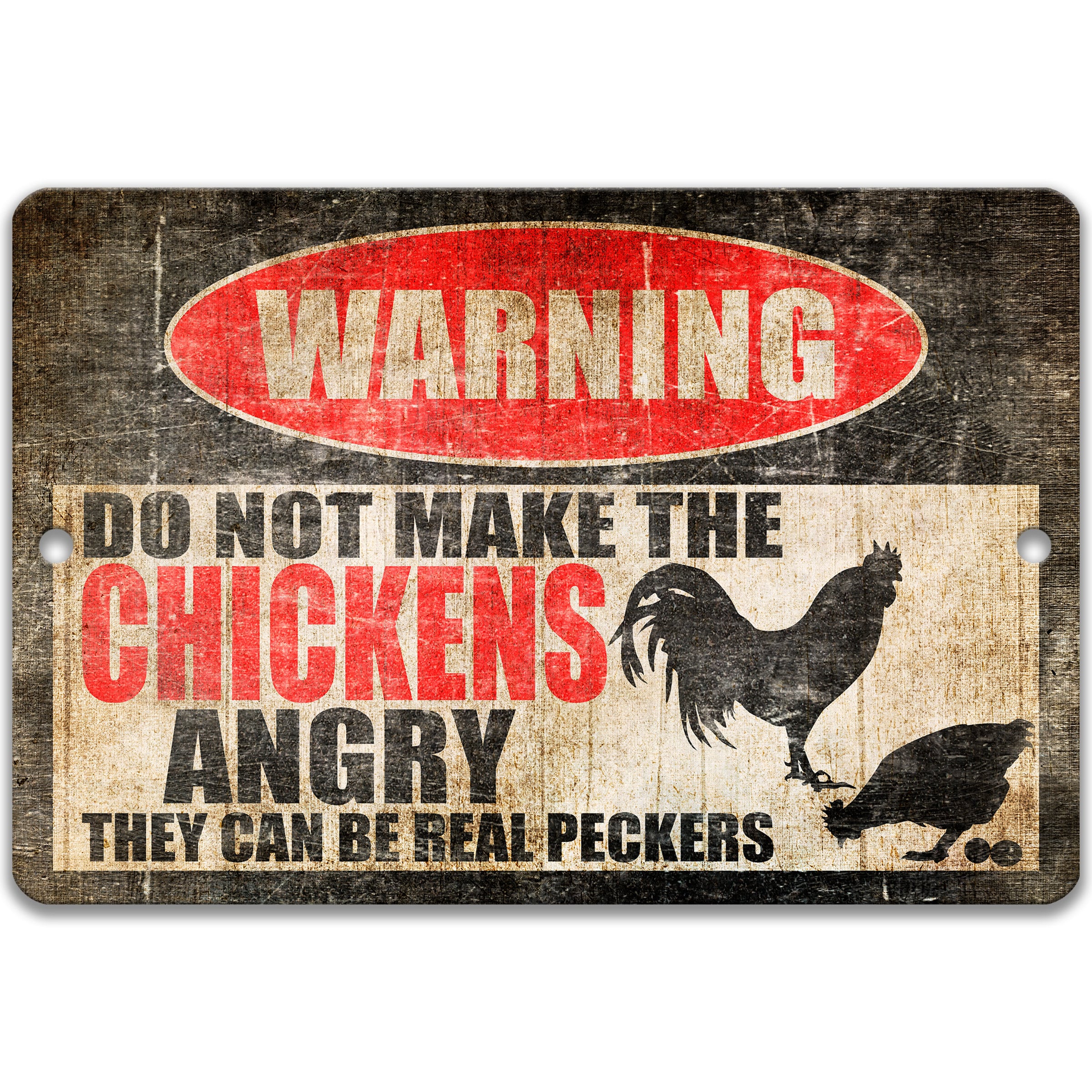 Funny Chicken Sign, Metal Chicken Coop Sign, Chicken Decor, Barn Sign, Chicken Gift, Farm Decor, Angry Chickens can be Real Peckers Z-PIS024