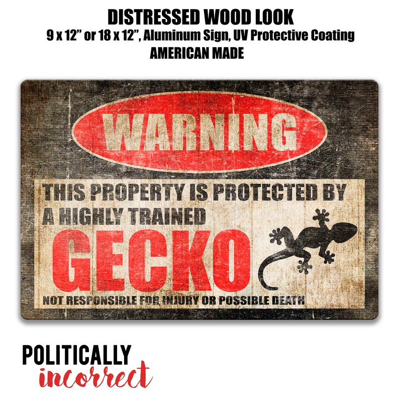 Gecko Sign Funny Gecko Warning Sign Gecko Accessories Metal | Etsy