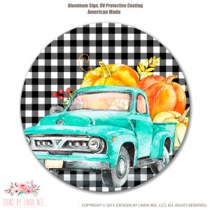 Herbst LKW Schild, Petrol LKW Kranz Schild, Herbst Kranz Schild, Herbst Dekor, Haustür Schild, Kranz Mittelschild Kreis Zeichen Thanksgiving SHO103