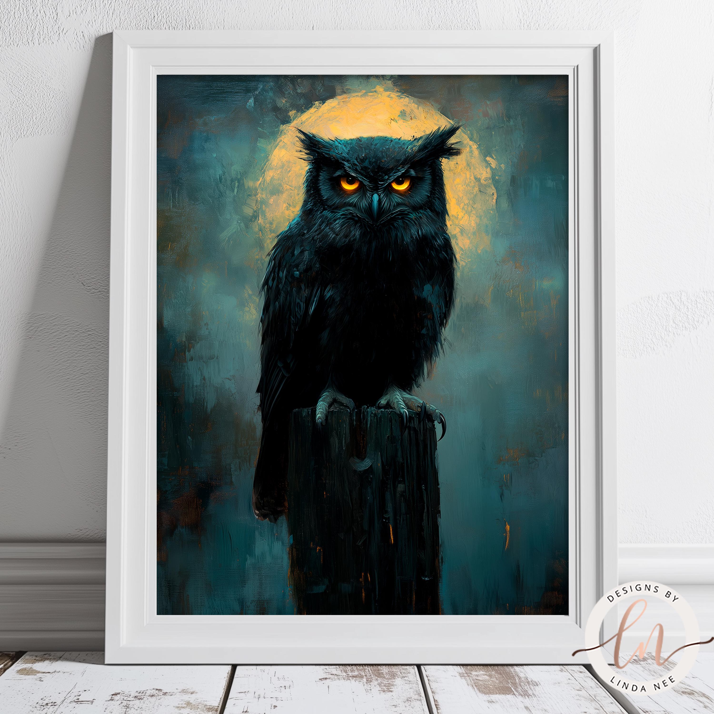 Dark Gothic Barn Owl Painting, Dark Academia Wall Art Print, Witch ...