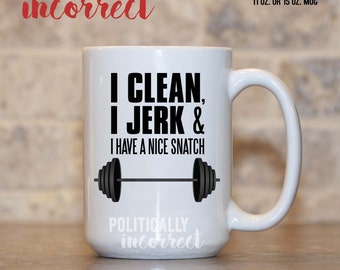 Clean Jerk Snatch Tyngdlyftningsmugg, Rolig Tyngdlyftningspresent, Crossfit-present, Träningskaffemugg, Bodybuilding-present, Fitnessmugg, Kvinnlig PI2