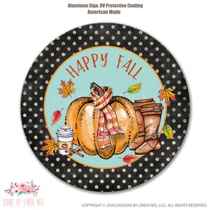 Happy Fall Zeichen, Herbst Kranz Dekor, Willkommen Kürbis Zeichen, Blätter, Kürbis Gewürz Kranz Zeichen, Haustürschild, Veranda Zeichen, Ernte SHO300