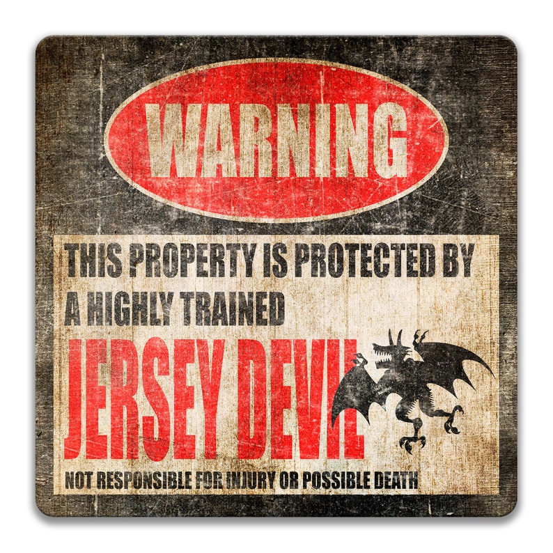 Highly Trained Jersey Devil Warning, Funny Cryptid Wall Art, Pine ...