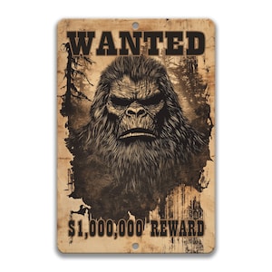 Bigfoot Wollte Zeichen, Vintage Bigfüße Belohnung Poster, Cryptid Geschenk, Bigfoot Jäger, Sasquatch Geschenke, Cryptidcore Wandkunst, Grunge 8-ANM021