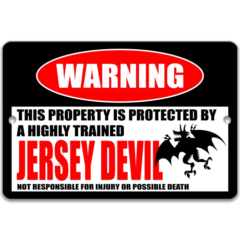 Highly Trained Jersey Devil Warning, Funny Cryptid Wall Art, Pine ...