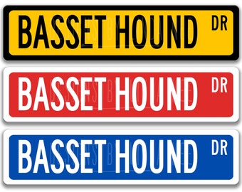 Basset Hound Street Sign, Basset Hound Decor, Dog Lover Metal Wall Sign