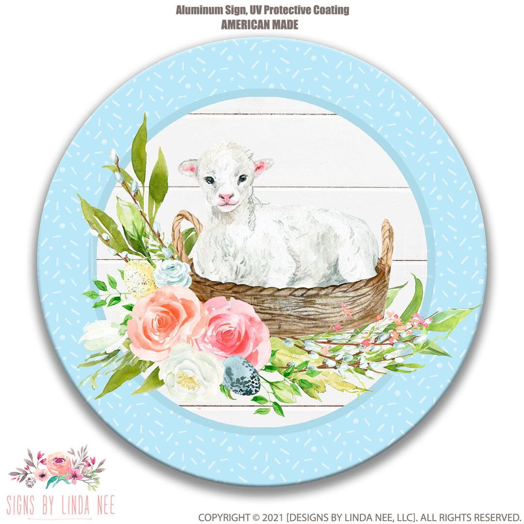 The Lamb of God Easter and Spring Wreath Sign, Religious Easter Wood