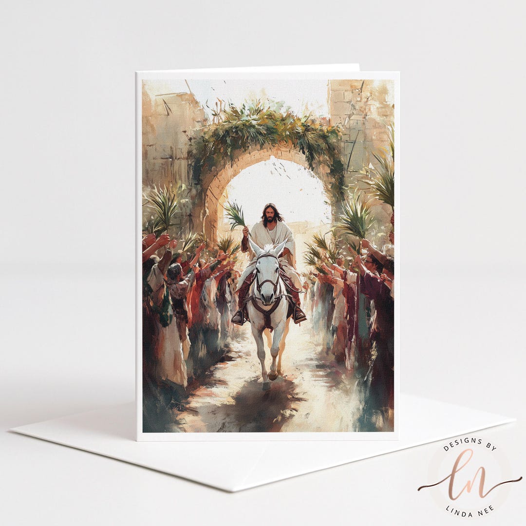 Palm Sunday Triumph, Jesus Riding Into Jerusalem Greeting Card, Easter ...