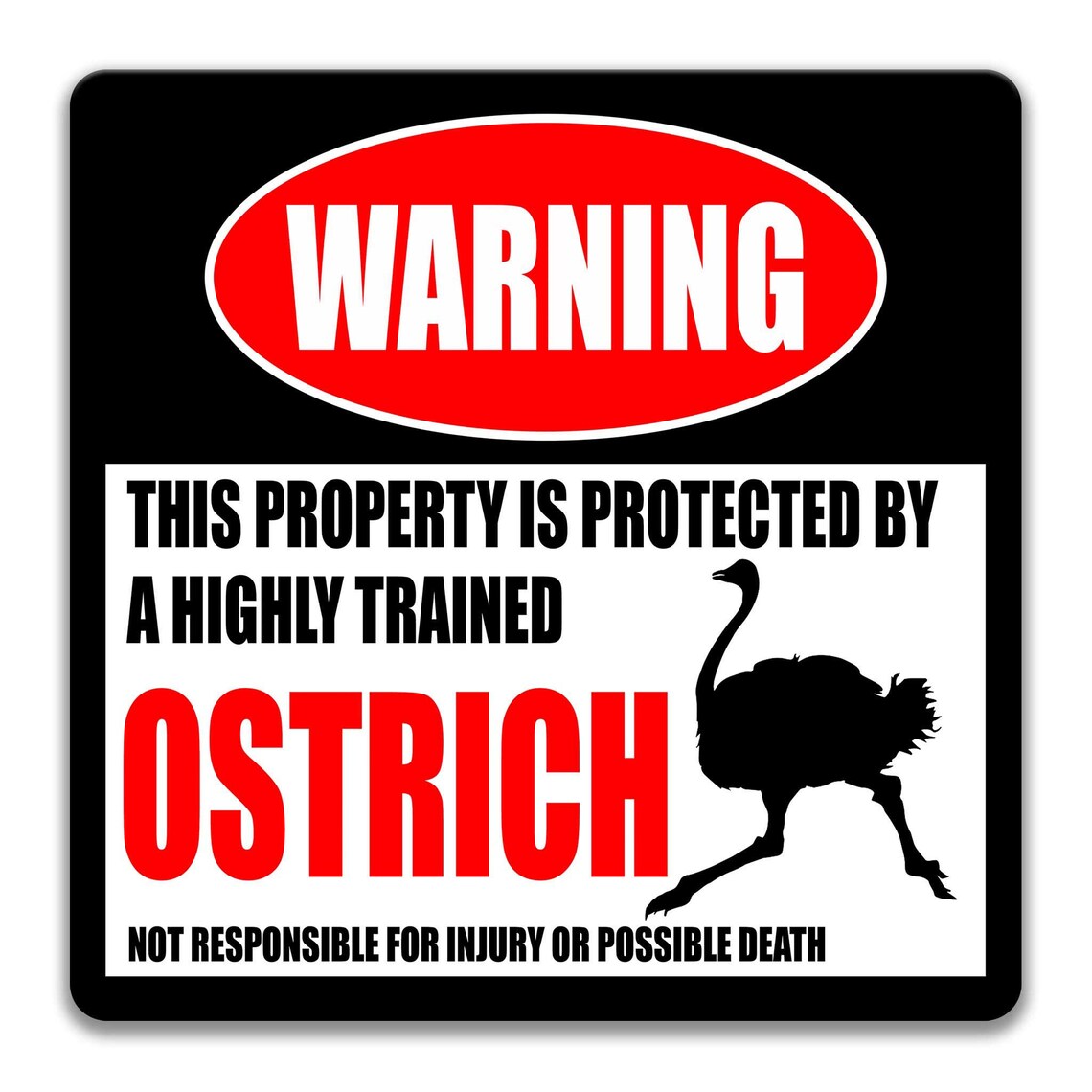 Ostrich Sign Ostrich Warning Sign Funny Ostrich Sign Bird Coop Sign ...