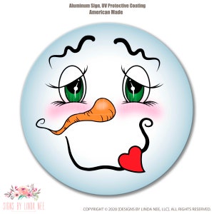 Snowman Face Sign, 8" Round Snowman Wreath, Frosty Wreath Face, 12" Round Snowman Door Hanger, Wreath Attachment Round Frosty Snowman SHO256