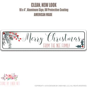 Personalized Christmas Sign Christmas Decor Family Name Sign Christmas Home Decor Holiday Decor Mantel Decor Aluminum Holiday Sign SHO6