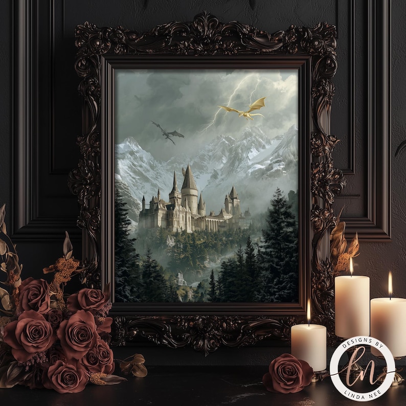 Dragon Castle Fine Art Print, Gothic Fantasy Wall Decor - Etsy