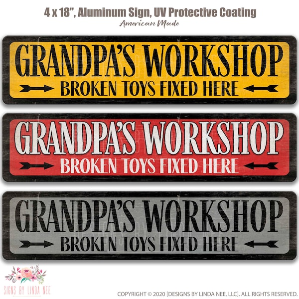 Grandpa's Workshop Street Sign Garage Sign Father's Day Gift Personalized Metal Sign Toy Repair Man Street Sign Gift for Him SPH42