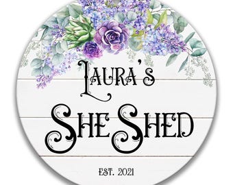 Personalized She Shed Sign, She Shed Gift, Lavender Custom Woman's Shed Sign, Cute She Shed Decor, She Shed Door Sign Shed Signage F-SHE006