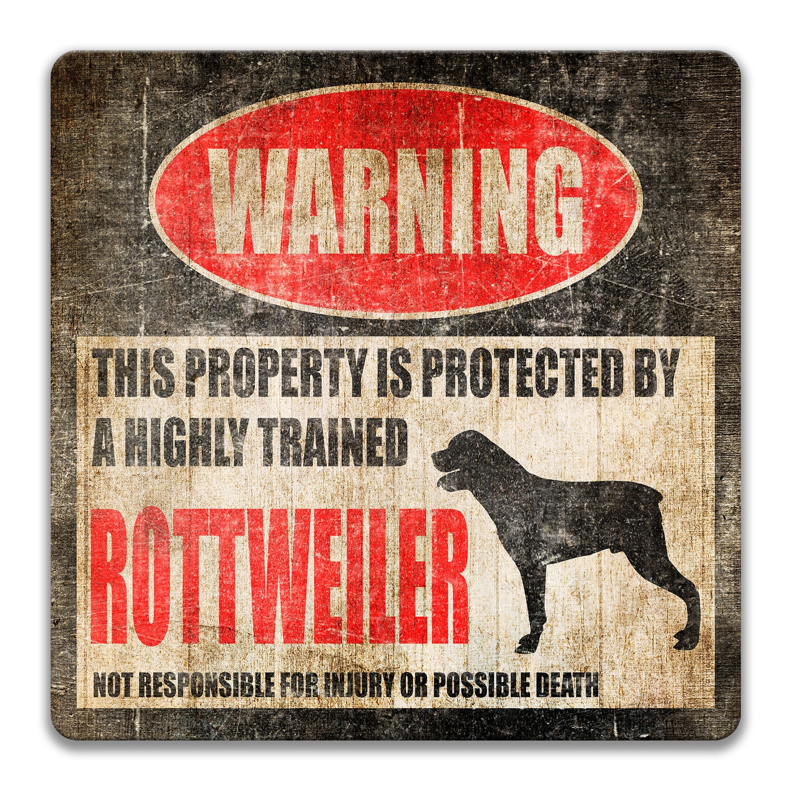 Rottweiler Sign Funny Dog Sign No Trespassing Sign Dog Warning Sign ...