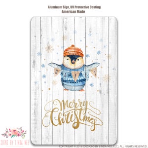 Penguin Sign Merry Christmas Sign Cute Penguin Christmas Decoration Holiday Decor Christmas Decor Happy Christmas Sign Mantel Decor SHO22