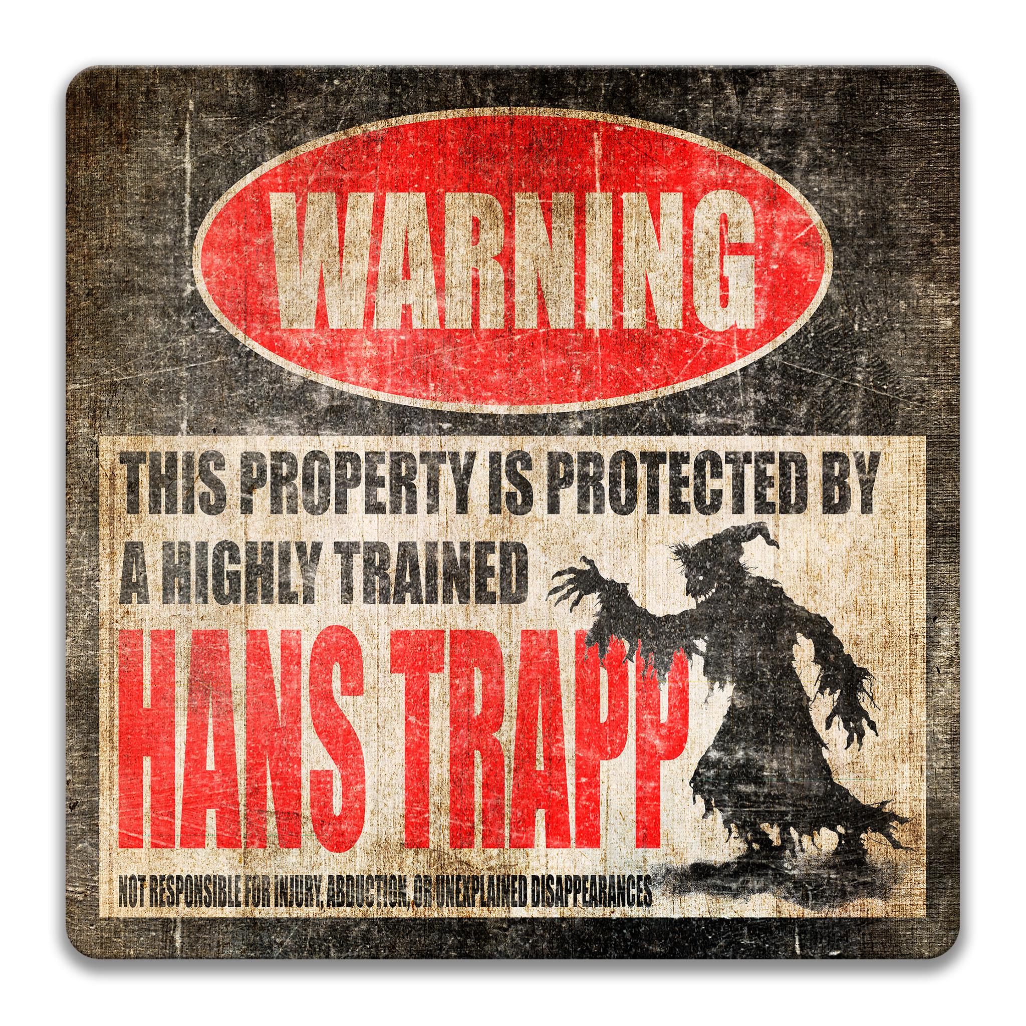 Hans Trapp Warning Sign, Funny Horror Metal Sign, Christmas Folklore ...