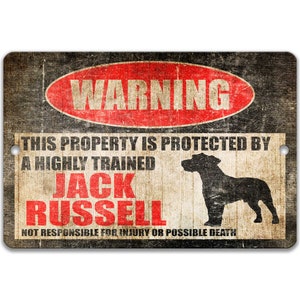 Funny Dog Decor, Jack Russell Metal Sign, No Trespassing Outdoor Signage