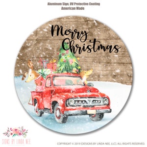 Christmas Wreath, Christmas Sign, Christmas Decor, Red Truck Sign, Holiday Sign, Vintage Truck, Wreath Supplies, Front Door Decor SHO170