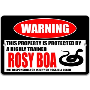 Rosy Boa Warnschild Rosy Boa Schild Rosy Boa Geschenk Rosy Boa Zubehör Blechschild Neuheit Schild Schlange Warnschild Haustierschild Z-PIS049