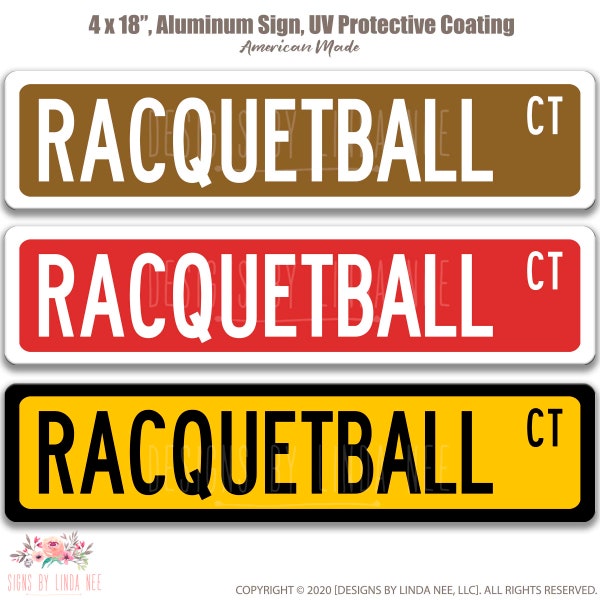 Racquetball Sign, Racquetball Gift, Racquetball Street Sign, Racquetball Player Gift, Racquetball Accessory, Racquet Court Sign, S-SSS004