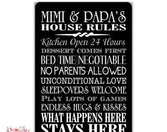 Mimi and Papa Sign, Mimi and Papa House Rules Sign, Gift for Mimi Gift for Papa Grandparents Sign, Grandparents Gift Mimi Gift Papa SPH7