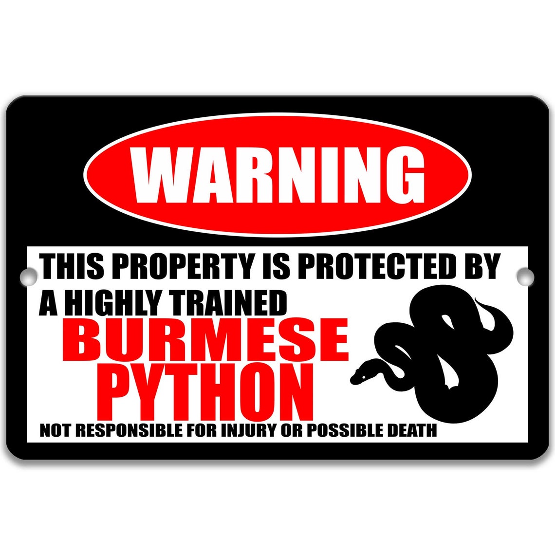 Burmese Python Sign Burmese Python Warning Sign Burmese Python | Etsy