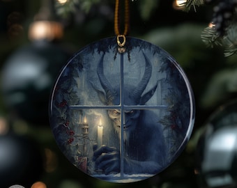 Krampus Ornament, Gothic Yule Christmas Decor, Dark Folklore Holiday