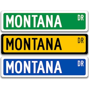 Segno di Montana, Montana, Montana Visitor Gift, Custom Street Sign, Montana Decor, Montana Gift, Big Sky Country, The Treasure State L-SSL032