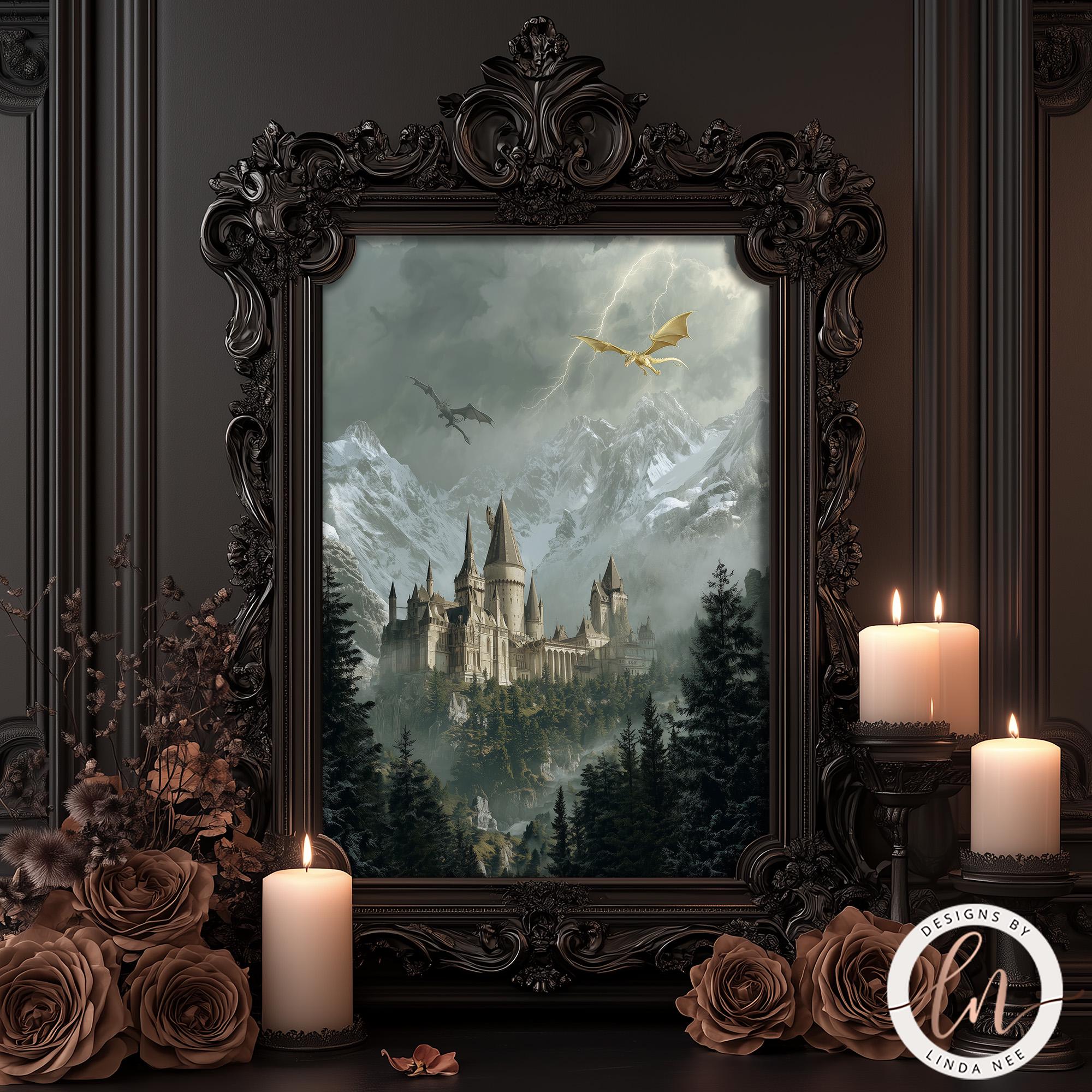 Dragon Castle Fine Art Print, Gothic Fantasy Wall Decor - Etsy