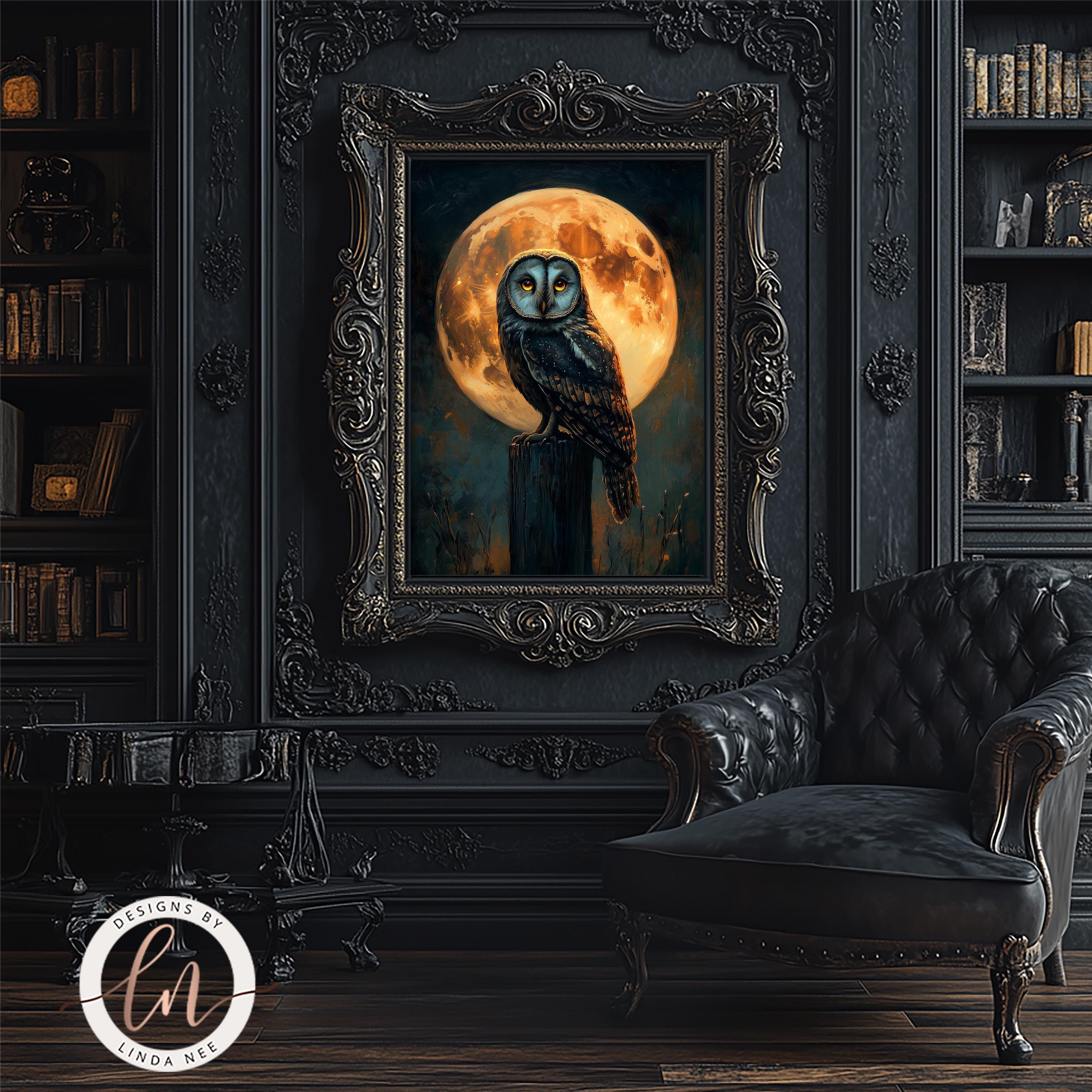 Barn Owl Art Print, Dark Academia Wall Decor, Gothic Witch Halloween ...