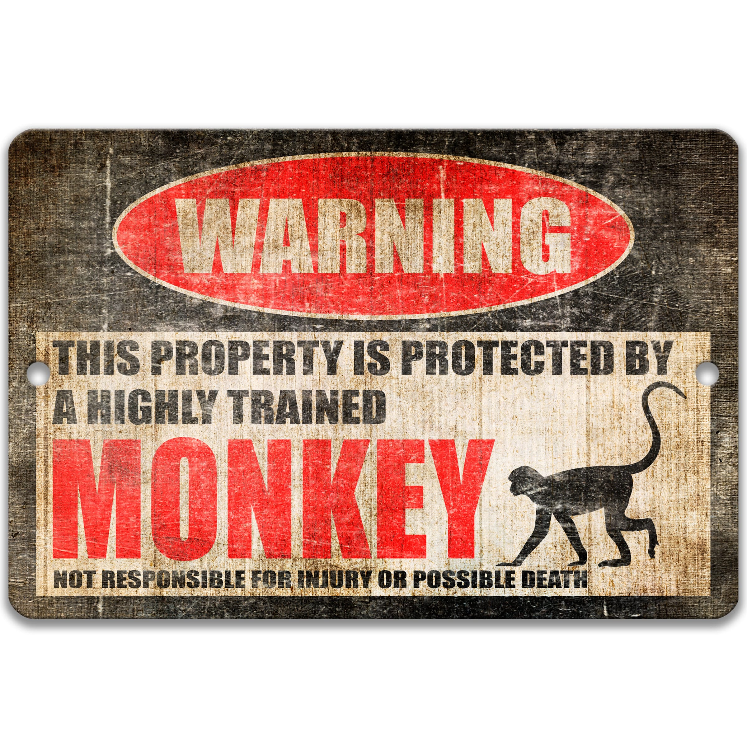 Monkey Metal Sign, Monkey Warning, Primate Gifts, Zoo Enclosure