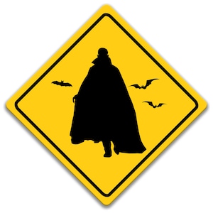 Vampire Crossing Caution Sign, Vampire Yard Sign, Vampire Metal Outdoor Sign, Dracula, Undead, Rusty Tin Sign, Gifts for Him 8-XNG141