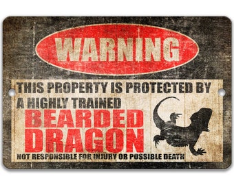 Funny Bearded Dragon Sign Pet Bearded Dragon Sign Bearded Dragon Accessories Lizard Warning Sign Metal  Reptile Sign Lizard Sign Z-PIS041