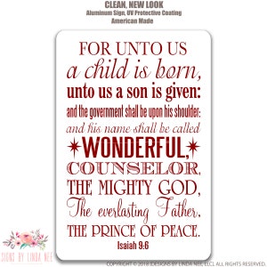 Isaiah 9:6 For Unto Us a Child is Born Sign Christmas Sign Christmas Decoration Religious Christmas Decor Christmas Mantel Jesus Sign SHO5
